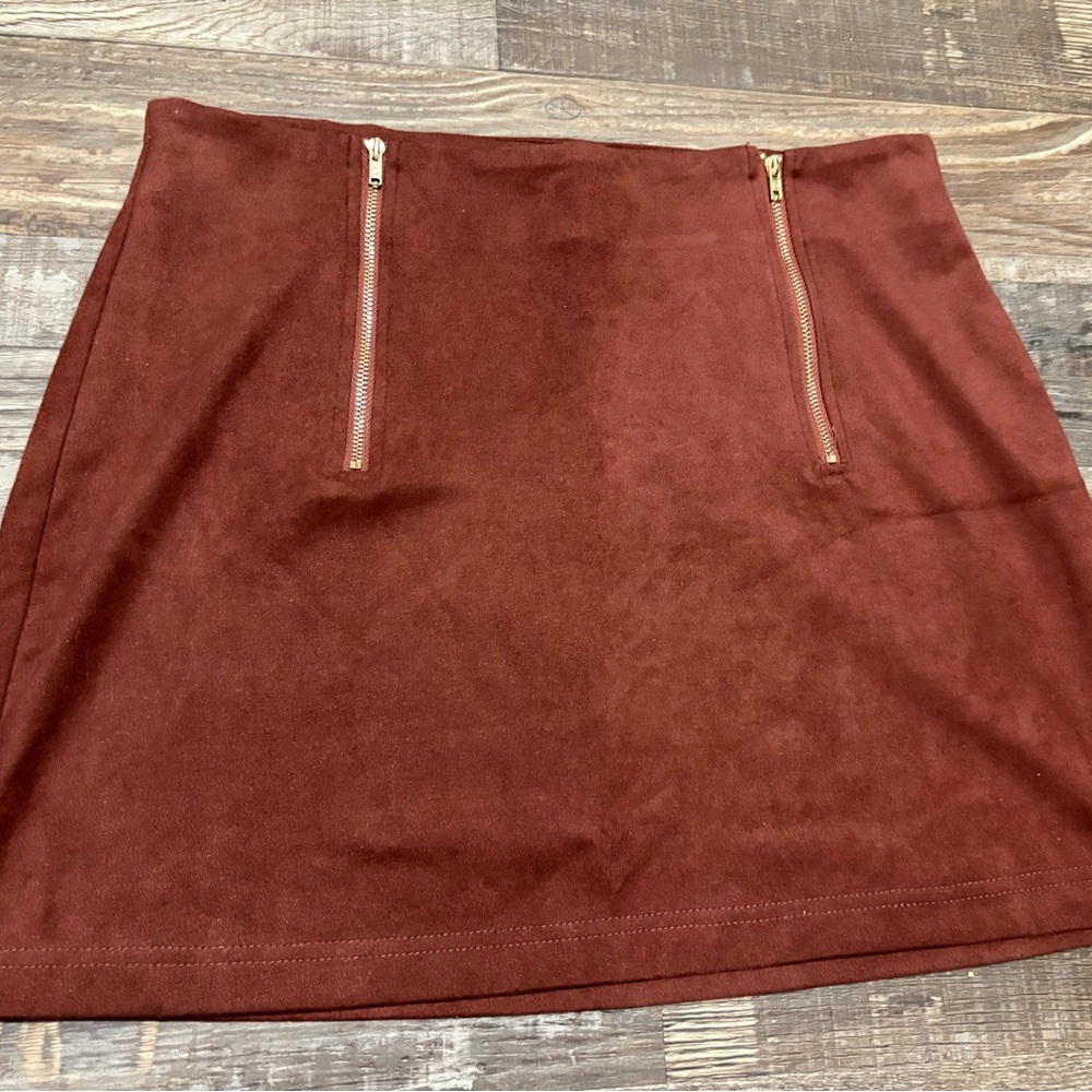 Burnt Orange Mini A-Line Suede Skirt for Casual Nights